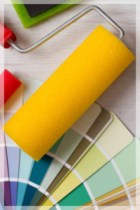 paint roller and wallpaper samples 